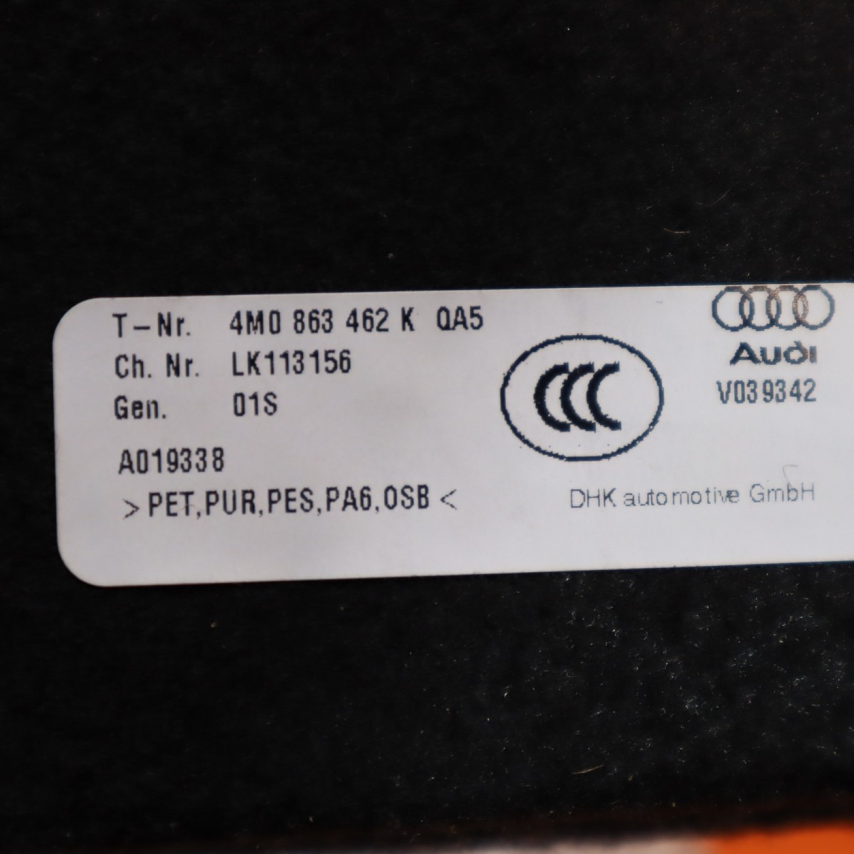 AUDI Q7 TRUNK FLOOR COVER 2017 2018 2019 4M0863462K OEM