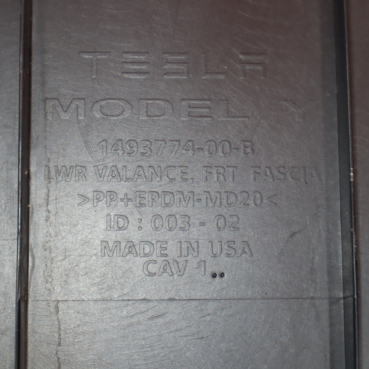 TESLA MODEL Y FRONT BUMPER LOWER VALANCE 2020 2021 2022 2023 1493774-00 ...