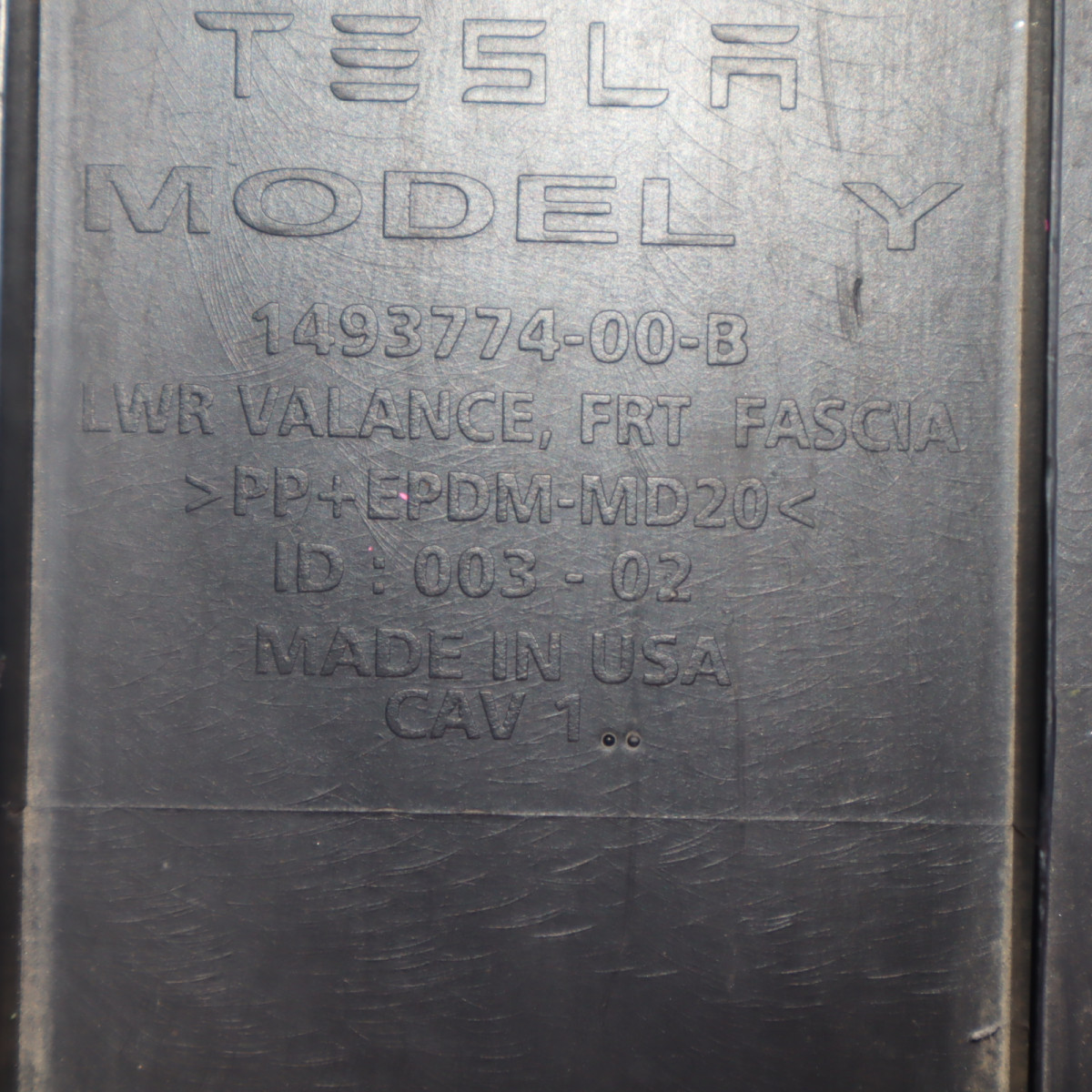 TESLA MODEL Y FRONT BUMPER LOWER VALANCE 2020 2021 2022 2023 1493774-00 ...